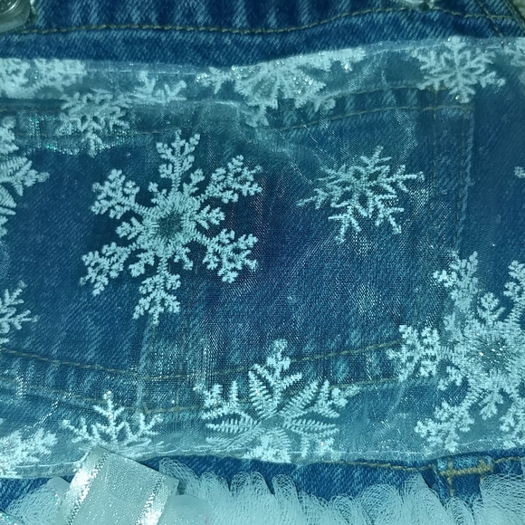 Infant Girls Jean Short Overalls Tutu Holiday - Picture 3 of 5